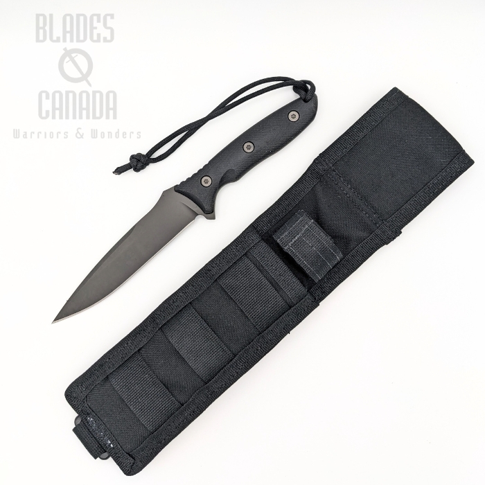 Spartan Moros Fighter Fixed Blade Knife, S45VN Black, Micarta Black, Nylon Black Sheath